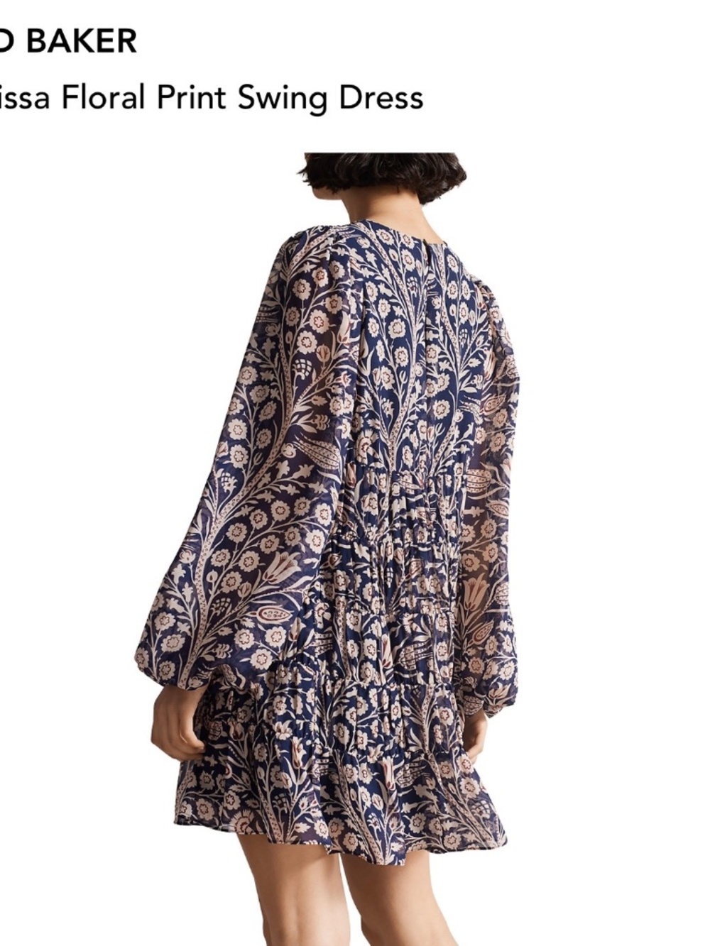 TED BAKER LONDON Tarissa Tiered Long Sleeve Mini Dress NEW Size :6-8 - Picture 2 of 3